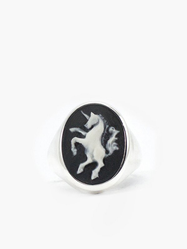 Unicorn Cameo Signet Ring