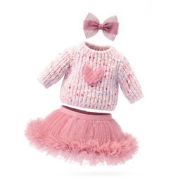 A pink hooded plush jumpsuit with a belt, perfect for a mountain stroll. The outfit includes a matching hat.