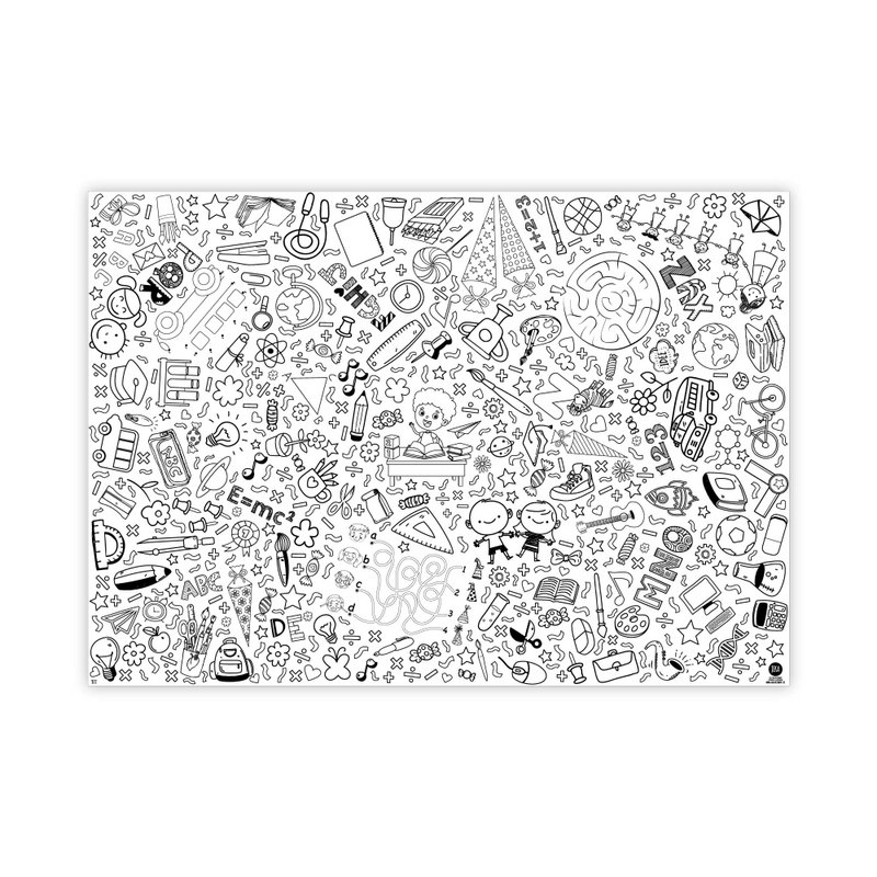 Color-in tablecloth motif back to school