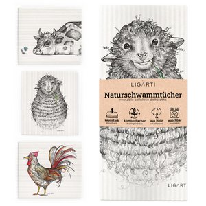 Sponge cloth set of 3 - farm