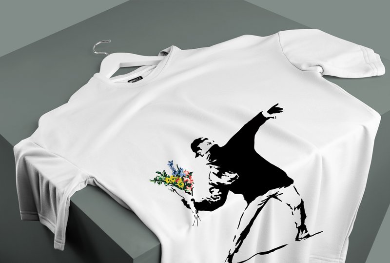 Banksy's Graffiti T-shirt Unisex - The Flower Thrower