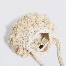 Szydełkowane sprzęgło „Pebble Tassel” z Crossbody Strap Beige