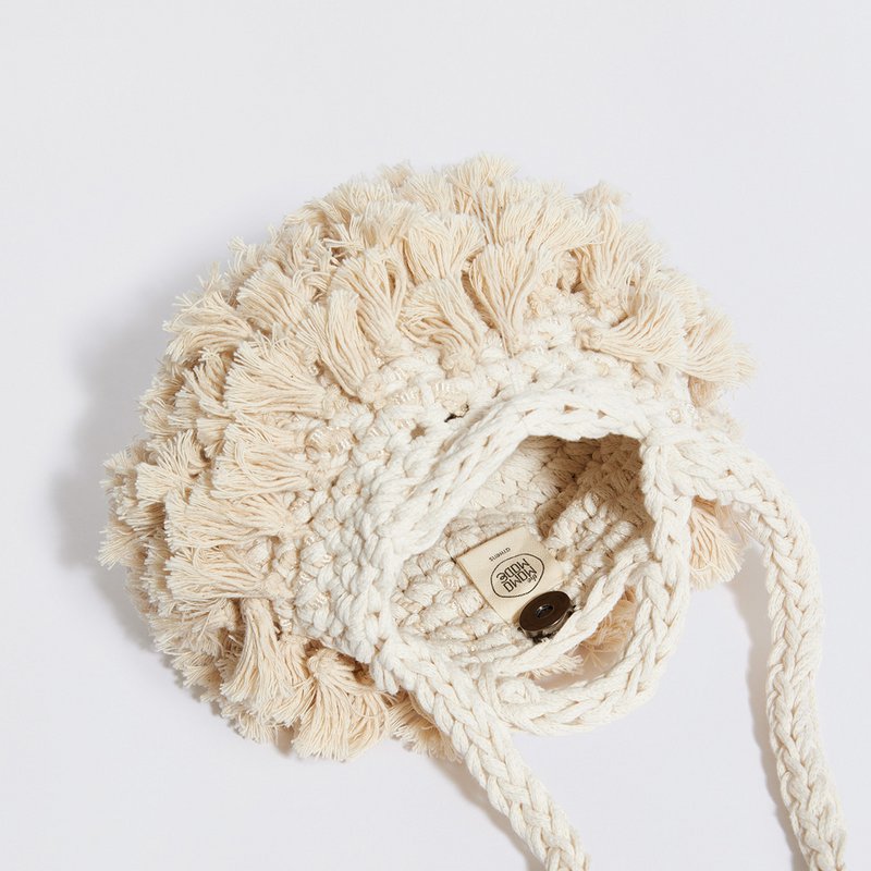Szydełkowane sprzęgło „Pebble Tassel” z Crossbody Strap Beige