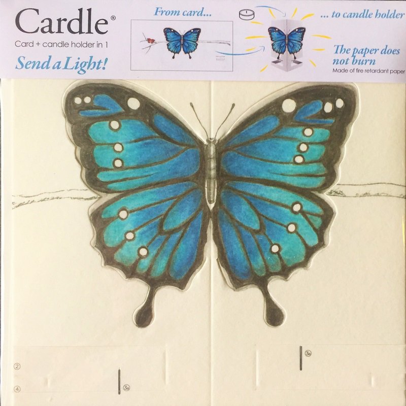CARDLE Butterfly Blue (Bright Butterfly) - Portavelas Tarjetas de felicitación