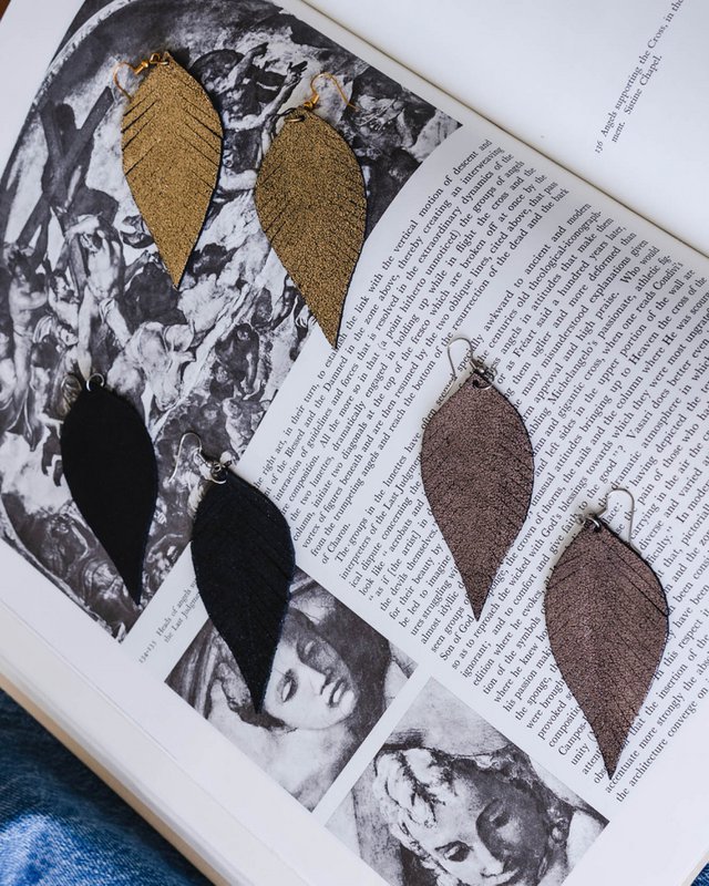 Taylor │ Leather Feather Earring