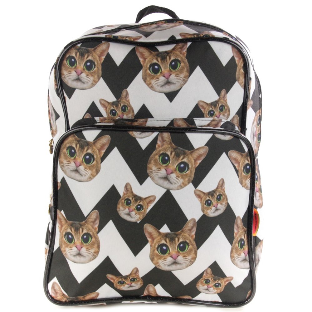 Backpack Cat black and white chevron (Black & White Cat)