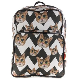Sac à dos Chat chevron noir et blanc (Black & White Cat)