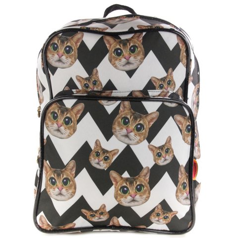 Rucksack Katze schwarz-weiß Chevron (Black & White Cat)