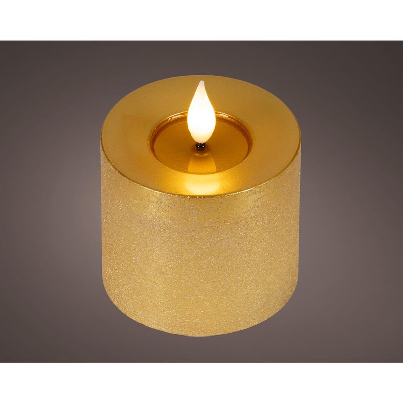 Lumineo LED-Kerzenwachs Ø7,5x9,5cm gold