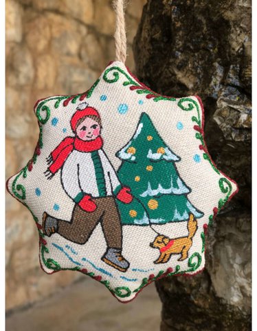Kerstster "Kinderen op schaatsen"