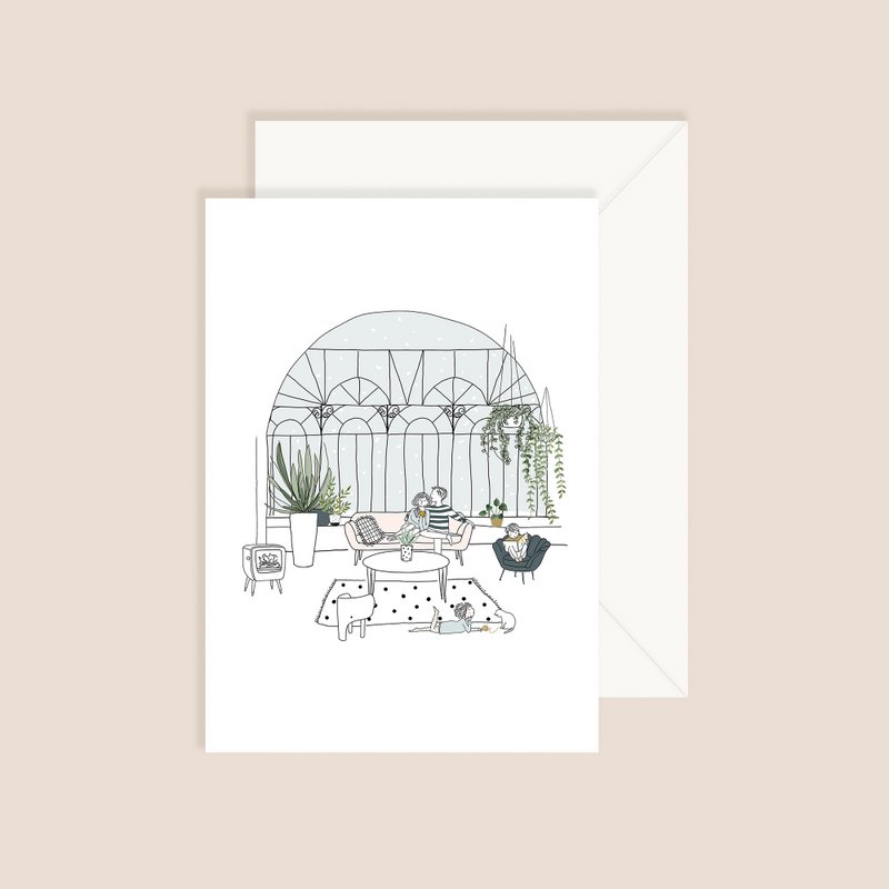 Card Conservatory - Famiglia in soggiorno con divano e baldacchino