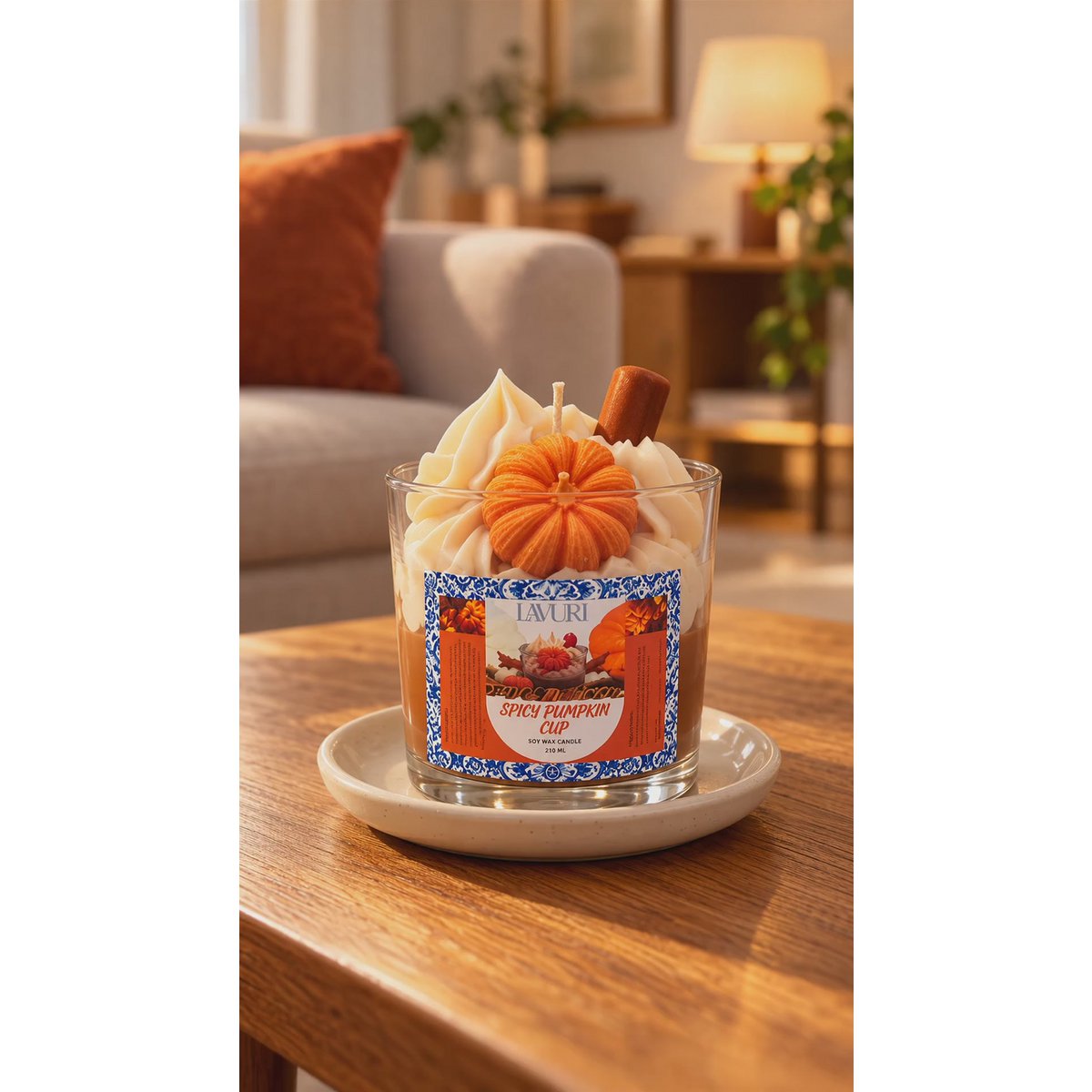 LAVURI Spicy Pumpkin CUP – Handmade Soy Dessert Candle