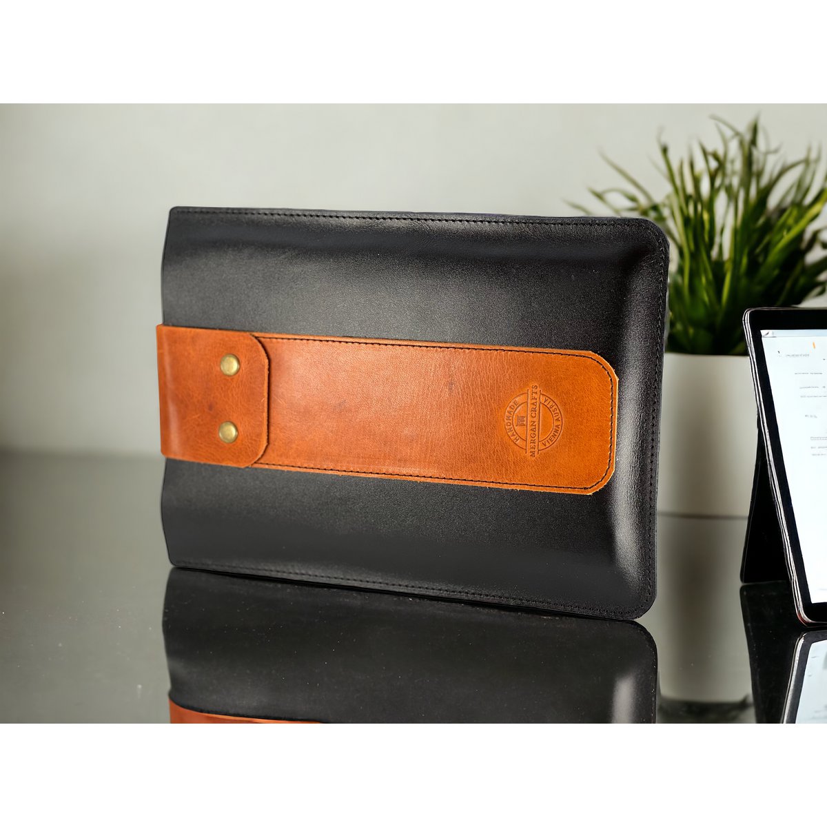 Étui pour tablette, housse pour tablette, en cuir de vachette