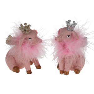 Pigs Pink Queen, 2 assorted, pink, poly, 6.5x9x11 cm