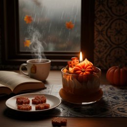 CREATIVE Vela de postre de calabaza picante, aroma a canela hecha a mano Duftkerze