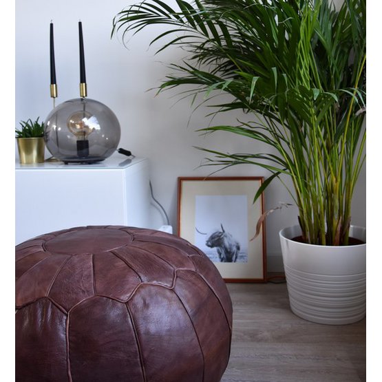 Leather Pouffe - Chocolate Brown (XL)