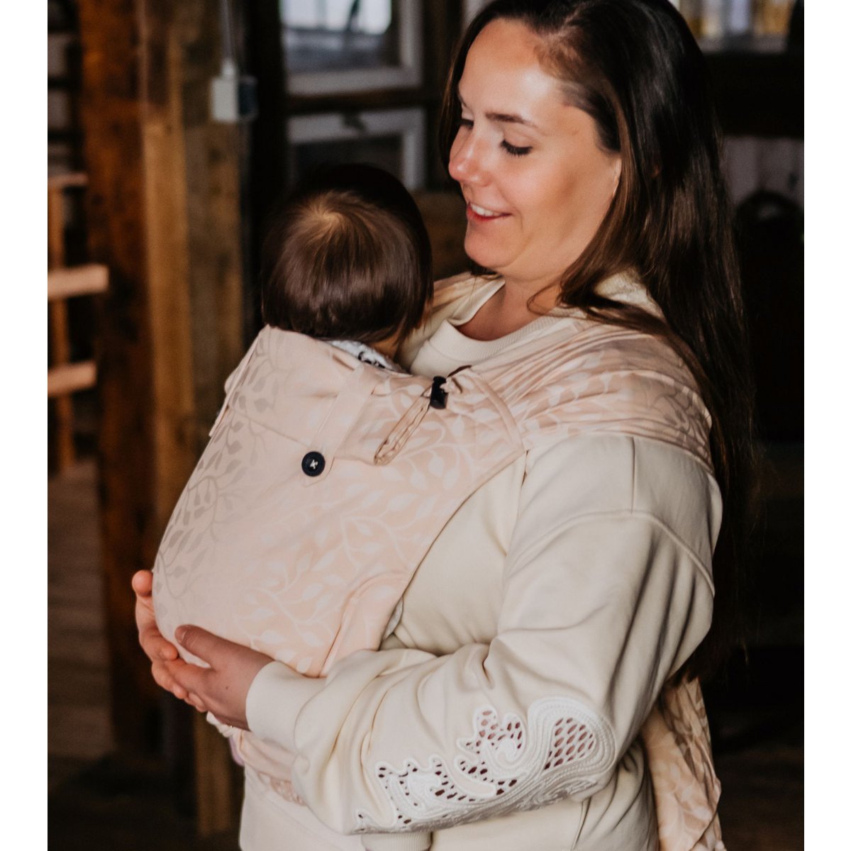 Baby carrier wrap & go baby - floral - soft peach color