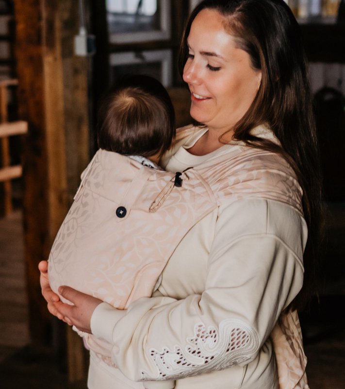 Baby carrier wrap & go baby - floral - soft peach color