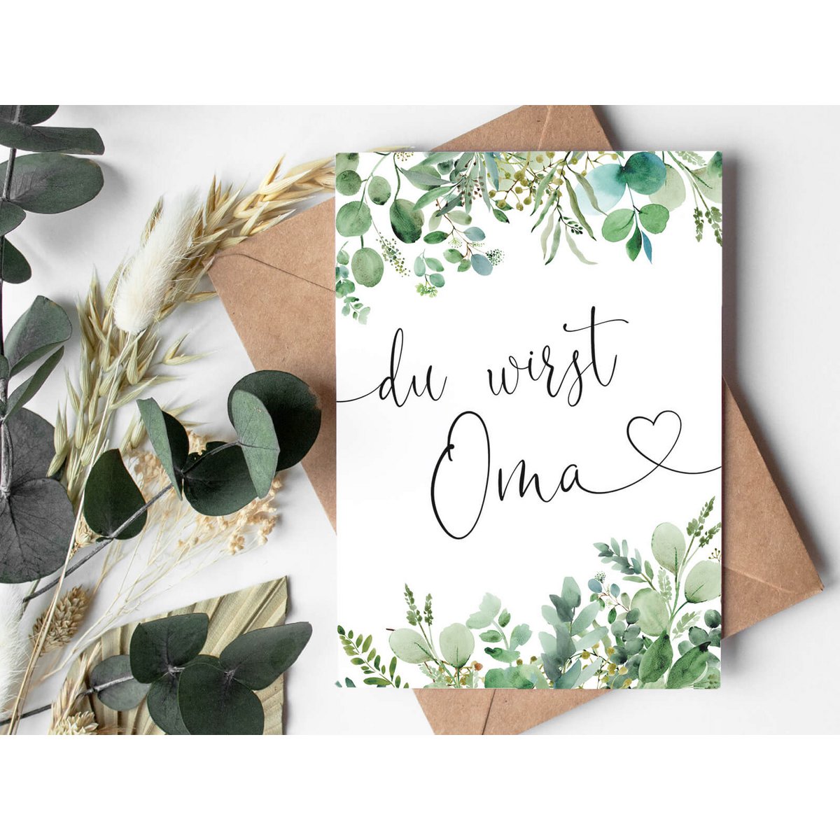 Ansichtkaart "Je wordt oma" eucalyptus