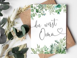 Ansichtkaart "Je wordt oma" eucalyptus