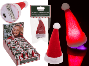 Plush hair clip, Christmas Hat with LED,
