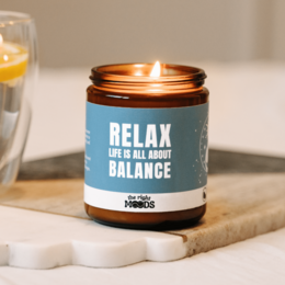 Candela regalo – RELAX MOOD – Cera di soia profumata fatta a mano