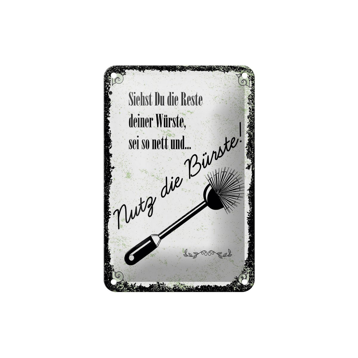 Targa in metallo con scritta divertente, vedi gli avanzi, usa il pennello, cartello 12 x 18 cm