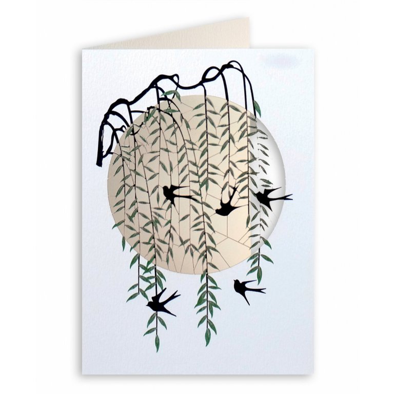 Forever Cards Laser-Cut Wenskaart - Willow & Black Swallows