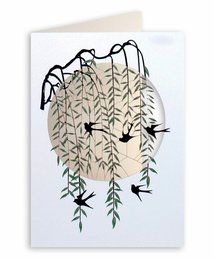 Forever Cards Laser -Cut Wenskaart - Willow & Black Swallows