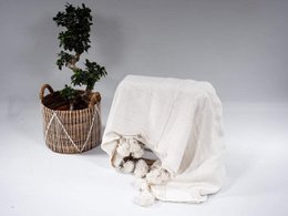 Handmade Berber Pompom Blanket - 100% Cotton