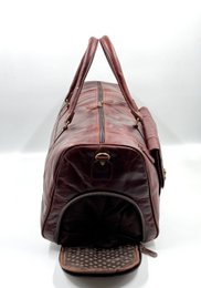 Handmade Moroccan Leather Travel Bag – Artisan 6-Pocket "Burgundy Wine" Duffle with Dedicated Shoe Compartment