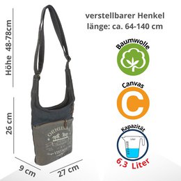 Sunsa women's shoulder bag. Canvas/canvas & leather hobo bag. Vintage retro style crossbody bag with lots of zippered compartments…