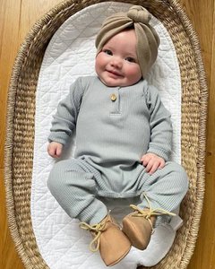 Sky grey ribbed romper