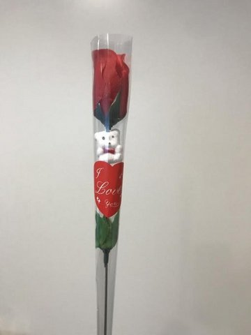 Servierter Vergnügen - Ax003 - Rote Rose - gefälschte Plastikrose - 1 Stück