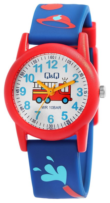 Montre pour enfants Q&Q "Fire Department", bracelet en résine, 10 ATM