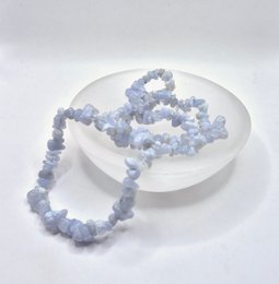Crystal Gemstone Blue Lace Agate / Blue Lace Agate Chips Armbånd - 19 cm (Blå Kalcedon)