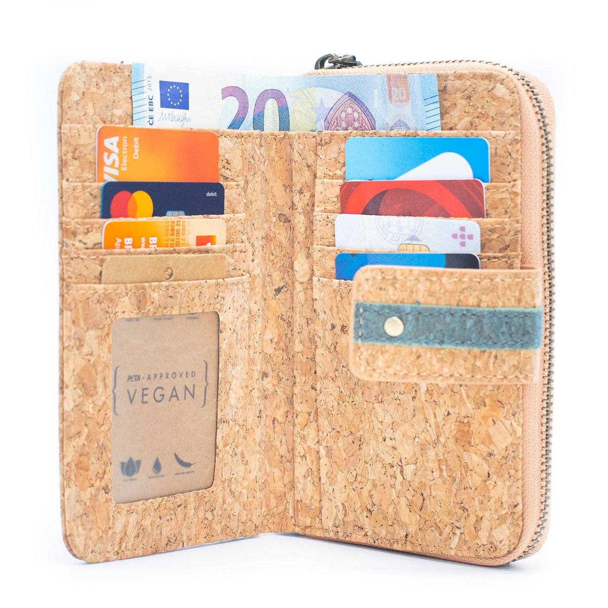 Ganz aus Kork. Farbiges Kork-Quadrat-Mini-Kork-Portemonnaie – BAG-2221