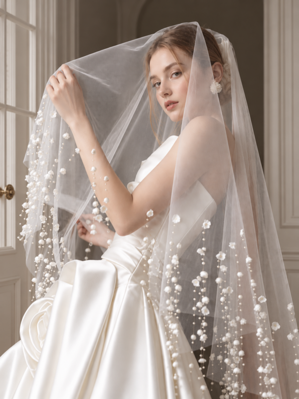 Cascading Lily of the Valley Pearl Brudeslør