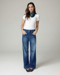Super vintage mellemblå højtaljede jeans med brede ben | Violaen