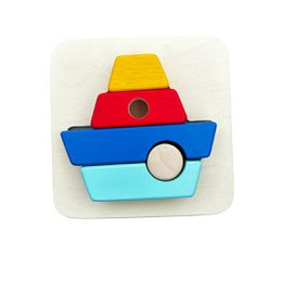 3D Wood Puzzle Boat - Assemble & Stack - 12m+ trælegetøj