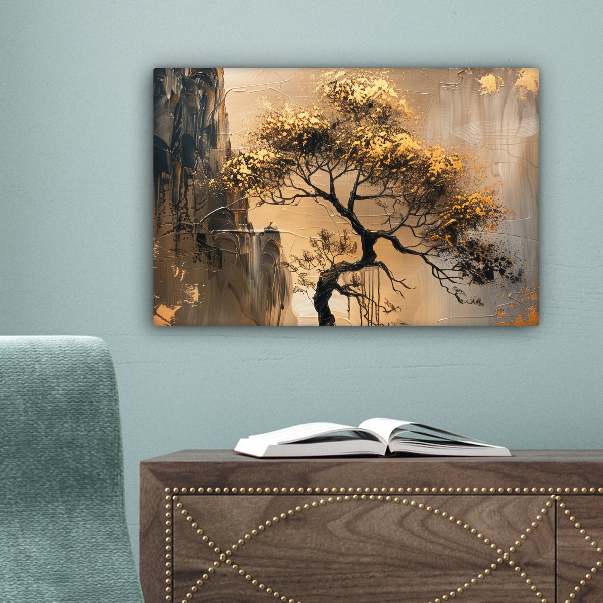 Peinture sur toile - décoration murale - or - paysage - peinture - décoration murale salon - décoration de chambre moderne - peintures abstraites
