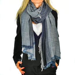 Florence Artegiani. Two-tone scarf scarf with double flap, modal and wool. Made in Italy.