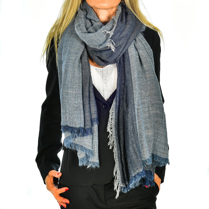 Florence Artegiani. Two-tone scarf scarf with double flap, modal and wool. Made in Italy.