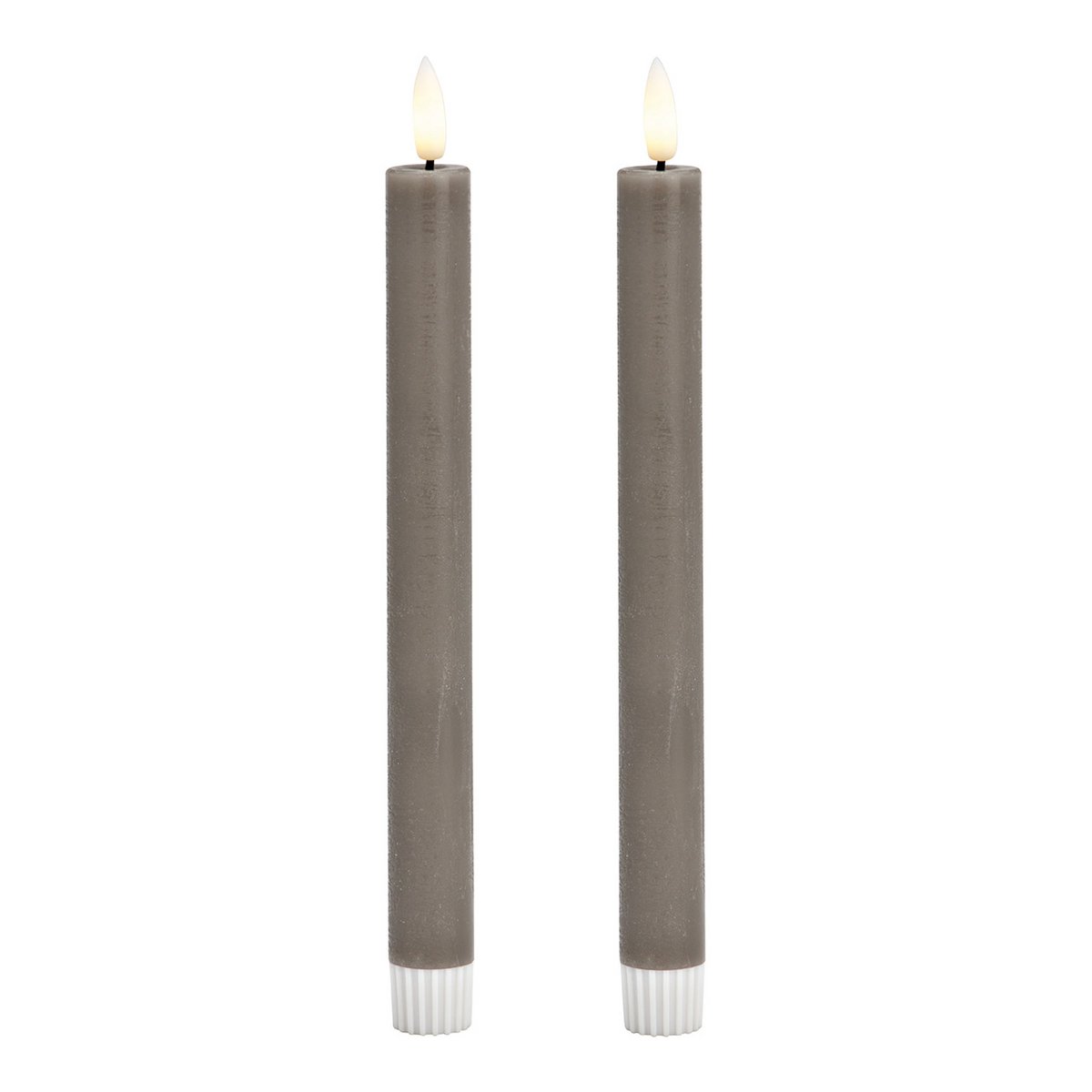 LED Stabkerzen Set 2-er Set, aus Wachs taupe (B/H/T) 2x24x2cm mit Off/Timer Batteriebetrieb 2xAAA nicht enthalten