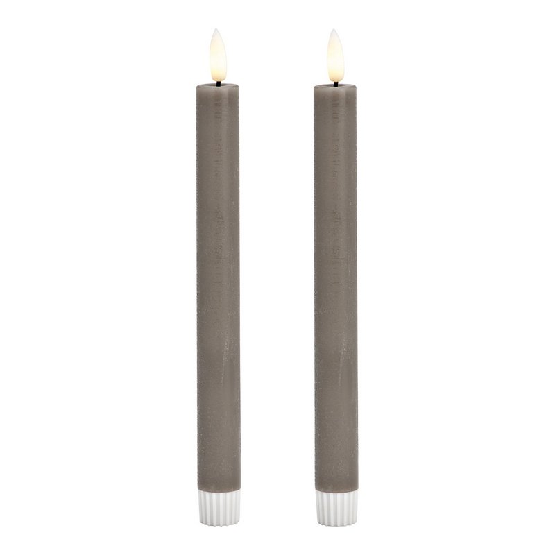LED stab plugs set 2-er set, from wax taupe (b/h/t) 2x24x2cm with off/timer battery operation 2xAAA not included