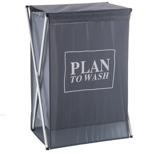 ALUMINUM/POLYESTER CLOTHES HOLDER/GREY/WHITE LID 45X32X71CM, ALUM.50%+POLY.50% ST87005