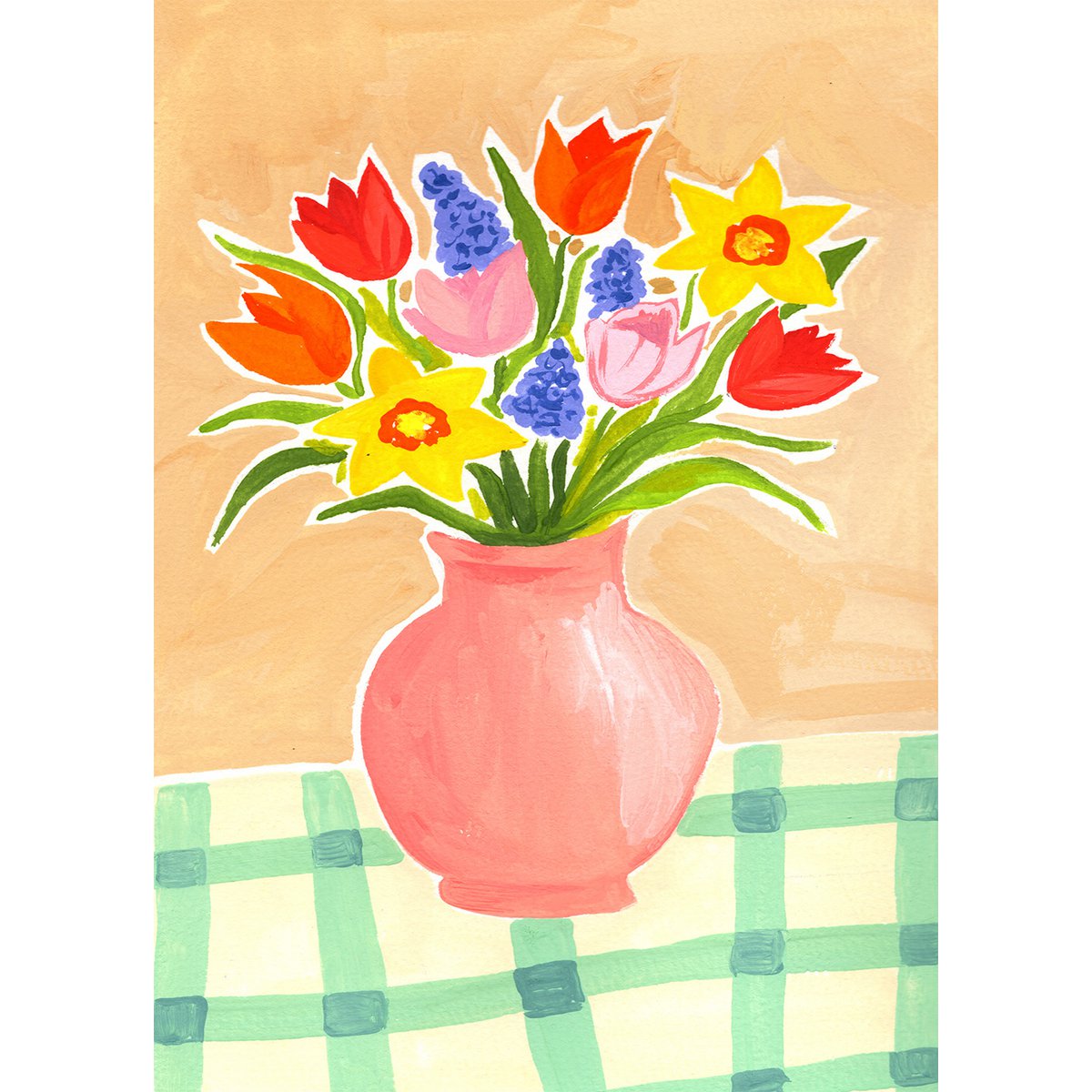 5x kaart Vaas met bloemen