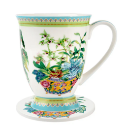 M&W Jardin Mug 300ml & Coaster, Orchid white, giftbox