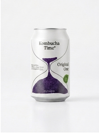 A 0.25 L bottle of Kombucha No. 0 juice. The bottle has a clear glass body with a silver cap, and the liquid inside is a light yellow-orange color.