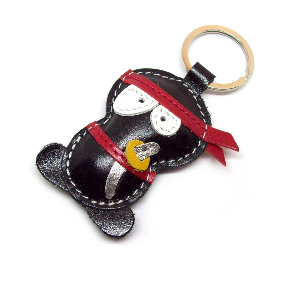 Handmade Black Ninja Leather Keychain